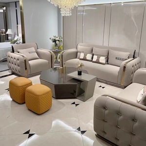 Conjunto de Sofás Reclinables de Cuero con Diseño Árabe Moderno de Oriente Medio, con Relleno de Esponja, para Decoración de Sala de Estar, Apartamento u Hotel - Product Image 1