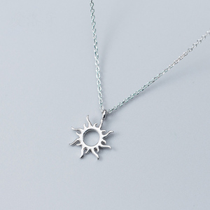 925 Sterling Silver Sunburst Sun Open Circle Necklace <strong>Sunshine</strong> Pendant Necklace - Product Image 2