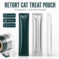 Sachet personnalisé à haute barrière pour bâtonnets de friandises pour chats, emballage scellé sur trois côtés pour aliments humides pour animaux et purée pour chats