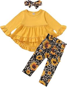 Ropa para Bebé Niña, Conjunto de Camisa con Mangas con Volantes y Pantalones Florales, Ropa de Otoño e Invierno para Niña - Product Image 1
