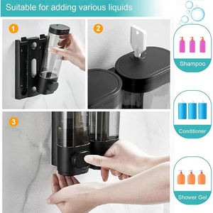 Disposizione a mano 3 In 1 pompa liquida bagno In pietra doccia a <span class=keywords><strong>muro</strong></span> Set bottiglia e lozione schiuma ricarica sapone Dispenser stile moderno - Product Image 3