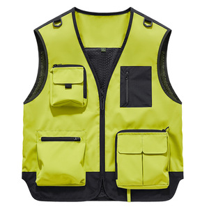 Gilet en toile multi-poches pour homme, col en V, coupe ample, fin, respirant, à bouton unique, style décontracté, pour le travail ou la pêche, printemps-automne, grandes tailles - Product Image 2