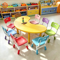 Table et chaise en plastique Eco Crescent pour enfants, antidérapantes, stables, pour tout-petits, bureau, salle de classe préscolaire, jeu à domicile, approvisionnement en gros