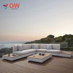 Set <span class=keywords><strong>Sofa</strong></span> Furnitur Taman Luar Ruangan Modern Bentuk L <span class=keywords><strong>Sofa</strong></span> Patio Furnitur Luar Ruangan Mewah Set <span class=keywords><strong>Sofa</strong></span> Luar Ruangan Aluminium - Product Image 2