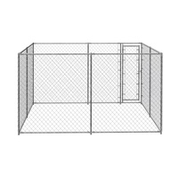 Perrera personalizada para perros cachorros 4x4 con panel grande perrera para perros con eslabones de cadena para exteriores sobre el suelo