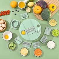 Ensemble de 6 pièces : Trancheuse manuelle à légumes, Bol essoreur à salade, Lames en acier inoxydable, Contenant ABS PET pour la préparation des repas en cuisine