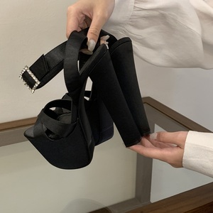 Zapatos de tacón grueso de 16 cm con plataforma de 6 cm y hebilla de cinturón de baile, punta redonda, para fiesta, ¡gran oferta! - Product Image 3