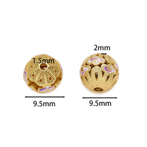 Perles en cuivre creuses motif nuage porte-bonheur, rondes avec trou traversant, pour la fabrication de bracelets, accessoires de bijoux DIY, vente en gros - Product Image 2