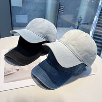 Casquette de baseball unisexe en denim délavé vierge à 6 panneaux, visière courbée, structure souple, ajustée, pour le printemps et l'été, idéale pour les voyages, vente en gros