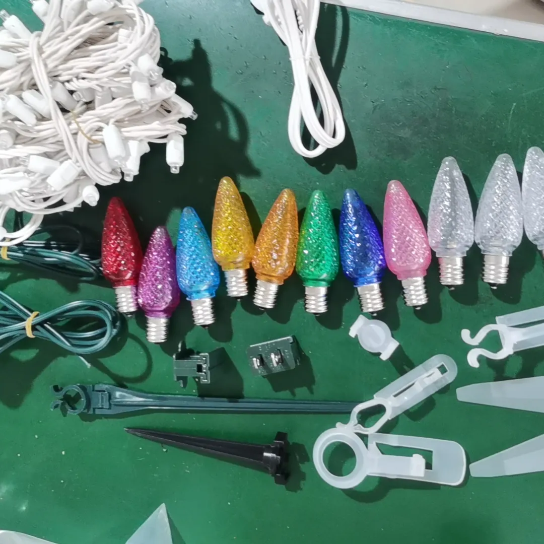 2023 Samples C7 C9 Strawberry Led Bulbs 5mm Mini String Christmas Lights Magnetic Clips Ground Stakes All Accessories