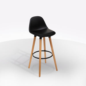 TABOURET MODÈLE MAXON EN HUILE DE BOIS, POLYPROPYLÈNE ET PU NOIR - Product Image 1