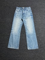 Jean en denim délavé et déchiré pour homme, coupe droite, taille haute, ample, style streetwear, décontracté, été, automne, printemps