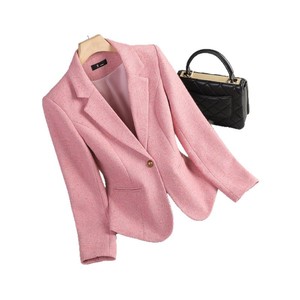 Women's Wool Tweed Blazer Gray Anti-Wrinkle Professional Casual Autumn Winter 2024 Korean Style - Product Image 5