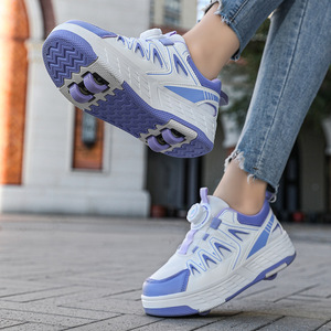 Chaussures à roulettes pour enfants à quatre roues avec roues cachées, empeigne en mesh, semelle extérieure en TPU pour les jeux en plein air - Product Image 1