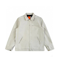 Veste de travail personnalisée style Detroit, toile de canard délavée vintage, fermeture éclair, col en velours côtelé, vêtements de travail durables pour hommes, broderie OEM