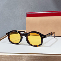 Lunettes de soleil de luxe rondes vintage pour hommes et femmes, monture en acétate noir, fabriquées à la main, protection UV400, pour la conduite quotidienne