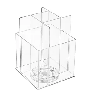 Quảng Trường Xoay rõ ràng Acrylic <span class=keywords><strong>Brochure</strong></span> hiển thị đứng <span class=keywords><strong>lucite</strong></span> tài liệu quảng cáo chủ với Vòng cơ sở cho các cửa hàng - Product Image 1