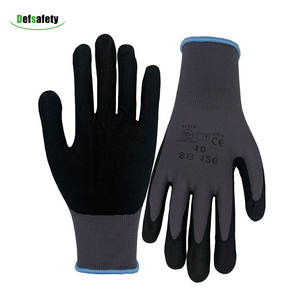 قفازات أمان للاستخدام في البناء ، قفازات يد مخصصة مطلية بالنتريل من الرغوة السوداء والبوليستر ، 15 جم ، مع شعار للرجال - Product Image 3