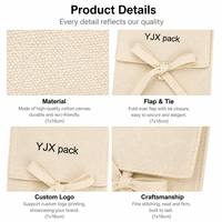 Sac à rabat personnalisé en toile de coton biologique et lin, pochette enveloppe pour bijoux avec nœud papillon, sac cadeau, sac anti-poussière, logo OEM, vente en gros, lotion
