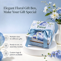 Boîte cadeau rigide personnalisée Forest Packing avec couvercle et base, estampage à chaud or, ruban imprimé floral pour mariages, fête des mères, anniversaires