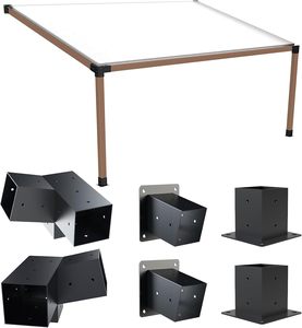 Supports en alliage à 3 voies pour pergolas et tonnelles de jardin, utilisation extérieure sur terrasse et balcon, pour bois de 4x4, support incliné pour toit à 15° - Product Image 2