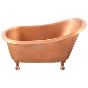 Bañera de lujo independiente de cobre envejecido de calibre 16 con patas victorianas, interior de níquel, ovalada, con 12 chorros y 20 galones - Product Image 1