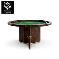 Table de poker italienne de luxe pour 6 personnes ronde en bois de placage Design moderne pour le jeu d'échecs et la Villa Table de jeu de divertissement