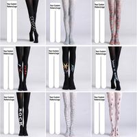 Collants érotiques blancs à imprimé floral bleu, à découpes, pour enfants, avec images lesbiennes, pour la vente en gros