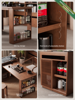 Table à thé extensible solide, station de préparation de thé minimaliste pour salon, support à thé tout-en-un avec armoire intégrée, commande à une touche CHZ012