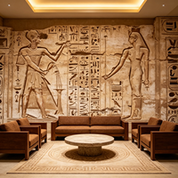 Papier peint autocollant personnalisé avec photo rétro, peinture murale 3D de l'Égypte ancienne, sculpture sur pierre, pharaon, décoration murale pour la maison, peinture murale 3D imperméable