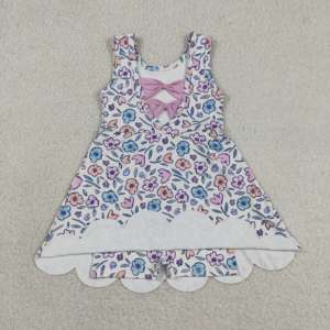 GSD3808 rts Venta al por Mayor Nuevo Vestido de Niña Estilo Boutique con Flores Rosas y Azules, Conjunto para Niña, Vestido de Yoga - Product Image 3