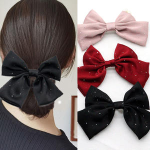 Pince à cheveux coréenne tendance avec gros nœud Pince à ressort queue de cheval <span class=keywords><strong>Barrette</strong></span> à cheveux élégante pour femmes avec <span class=keywords><strong>strass</strong></span> - Product Image 1