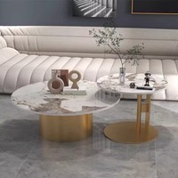 Table basse moderne en marbre Runwan avec structure métallique durable et garantie de 5 ans pour salon et appartement