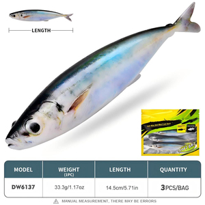Leurre de pêche artificiel souple en plastique 14,5 cm 33,3 g sans plomb, inversé, sans hameçons pour la pêche en mer et en bateau - Product Image 4