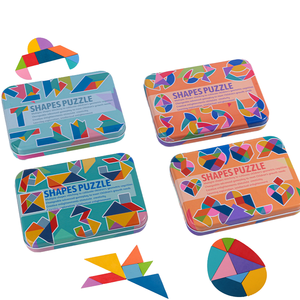 Montessori hình dạng trẻ em Tangram hỗ trợ giảng dạy trò chơi bé giáo dục hình học phù hợp với 3D Câu Đố Cube Board đồ chơi cho trẻ em trai cô gái - Product Image 1