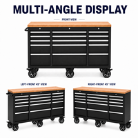 Chariot à outils mobile en acier extra large avec plateau en bois massif, armoire à outils roulante multi-tiroirs avec 6 roues pour la réparation automobile et le garage