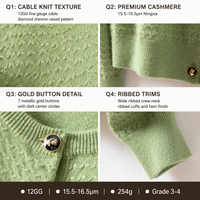 Cardigan en cachemire pur 100% pour femme, col rond, boutonné, tricoté, texturé, personnalisé, fabriqué en Mongolie intérieure
