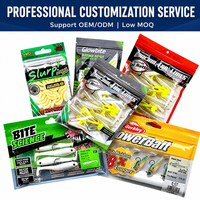 Bolsas de Embalaje Personalizadas de Plástico Suave para Señuelos de Pesca con Orificio Euro, Bolsas Resellables para Cebo de Gusano, para Embalaje Minorista de Swimbait