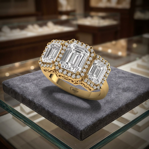 Bague en diamant de laboratoire taille émeraude taille US 8.5 en argent sterling 925, or 9K 14K 18K, collection de bijoux et de fiançailles pour femmes - Product Image 1