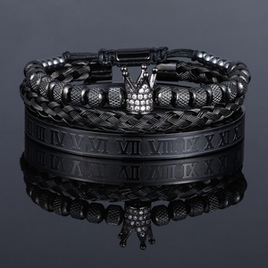 Handgemaakte <span class=keywords><strong>Macrame</strong></span> Armband Voor Mannen Nieuw Ontwerp Rvs Sieraden Kralen Met Cz Pave Kroon Charme Klassieke Stijl - Product Image 6