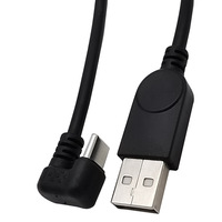 Câble de charge USB-C tressé blindé en PVC à angle de 90 degrés de type U pour téléphones Android, tablettes et PC, 0,3 m