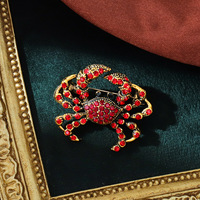 Broche de luxe pour enfants en forme de crabe plaqué or, en alliage de zinc, épinglette tendance personnalisée pour manteau, décoration de vêtement, cadeau de fête