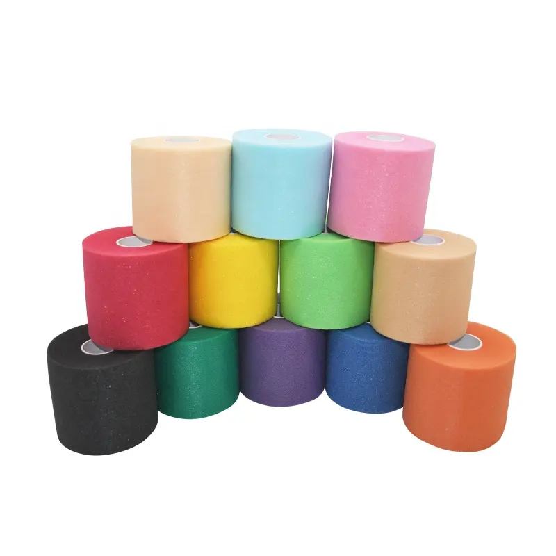 Hete Verkoop Fabriek Groothandel Hoge Elasticiteit Multicolor 7Cm 27M 30yds Onder Wrap Foam Bandage Voorwrap Preventie Sportblessures