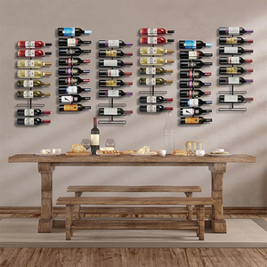 Organisateur de stockage de vin support d'affichage bricolage suspendu 8 bouteilles support de verre à vin plafond décoration étagère murale casier à vin chevilles - Product Image 1