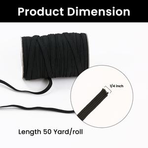 Stok pabrik grosir murah pita elastis kepang rajutan datar hitam putih 3mm 6mm 8mm 10mm bahan lateks elastis untuk garmen - Product Image 2
