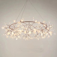 Lustre moderne Seeky Firefly Branch, luminaire suspendu LED en métal or rose pour salon et salle à manger