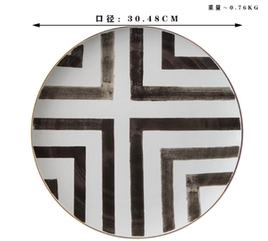 Service <span class=keywords><strong>de</strong></span> table en porcelaine fine créative, bols, assiettes, ensembles blancs avec bordure dorée, céramique haut <span class=keywords><strong>de</strong></span> gamme, motif croisement, <span class=keywords><strong>vaisselle</strong></span>, ensembles <span class=keywords><strong>de</strong></span> dîner - Product Image 4