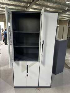 Armoire de rangement de garage haute en acier de style moderne avec étagères réglables, 2 portes verrouillables, armoire à dossiers pour l'école et l'hôpital - Product Image 4