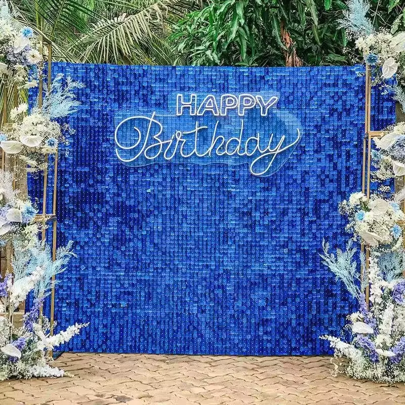 Outdoor Party Decoration Navy Blue Gold Silver Shiny Bling Mirror Shimming Wall 30 Piezas 4d Sequin Shimmer Wall Panels Backdrop