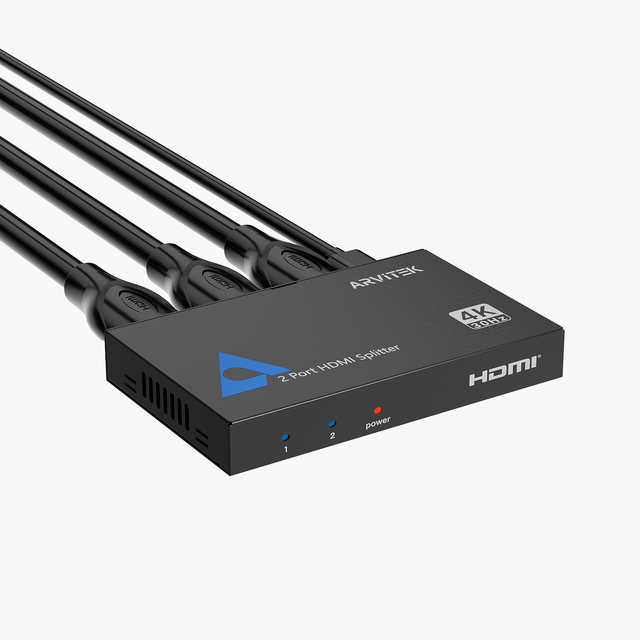 HDMI Splitter 1 in 2 Out, Arvitek 2 Port Metal HDMI Splitter for Dual Monitors, TV, Laptop, Xbox, PS4, 4K@30Hz, Mirror Only